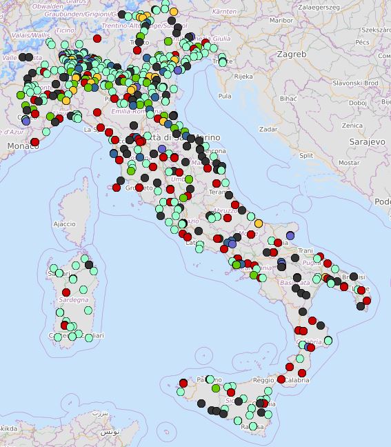 Italia: comuni con impianti di trattamento dei rifiuti urbani